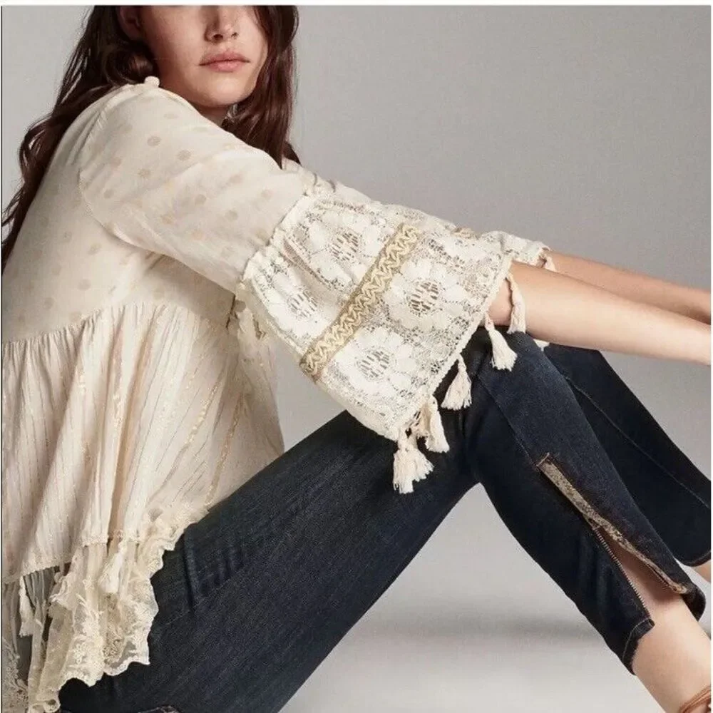 Anthropologie Pilcro High Rise Skinny Jeans Ankle Zip Snakeskin‎ Women's 29